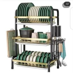 3 Step Plate Rack (Gold & Black)