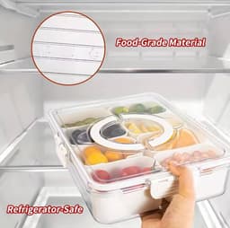 6 Grid Snack Box Container, Portable Travel Charcuterie Board with Lid, Refrigerator Food Storage Box, Snack Organizer