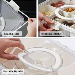 6 Grid Snack Box Container, Portable Travel Charcuterie Board with Lid, Refrigerator Food Storage Box, Snack Organizer
