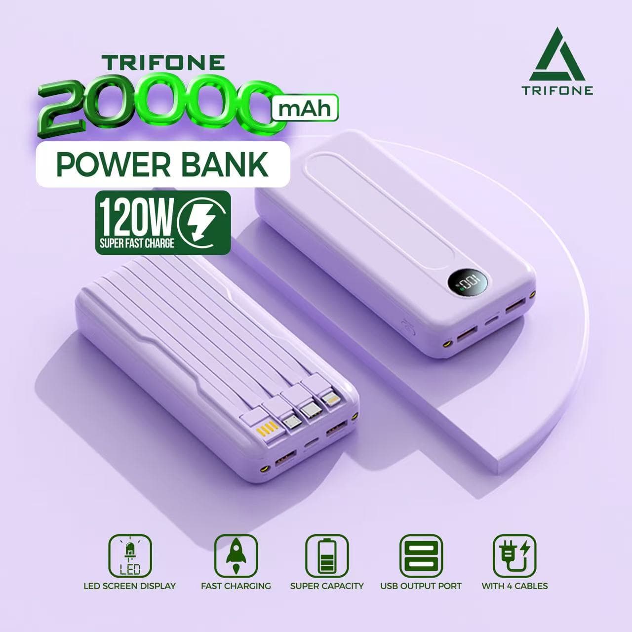 Trifone Power Bank 20000mAh & 120W
